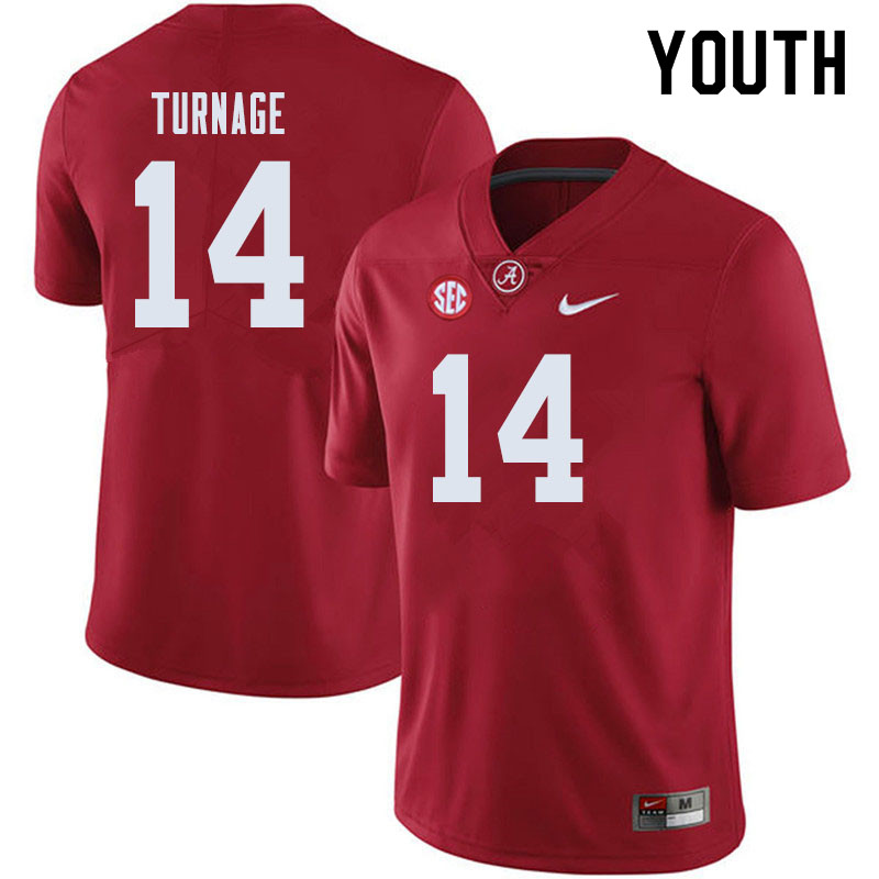 Alabama Crimson Tide Youth Brandon Turnage #14 Crimson NCAA Nike Authentic Stitched 2019 College Football Jersey ME16V20QT